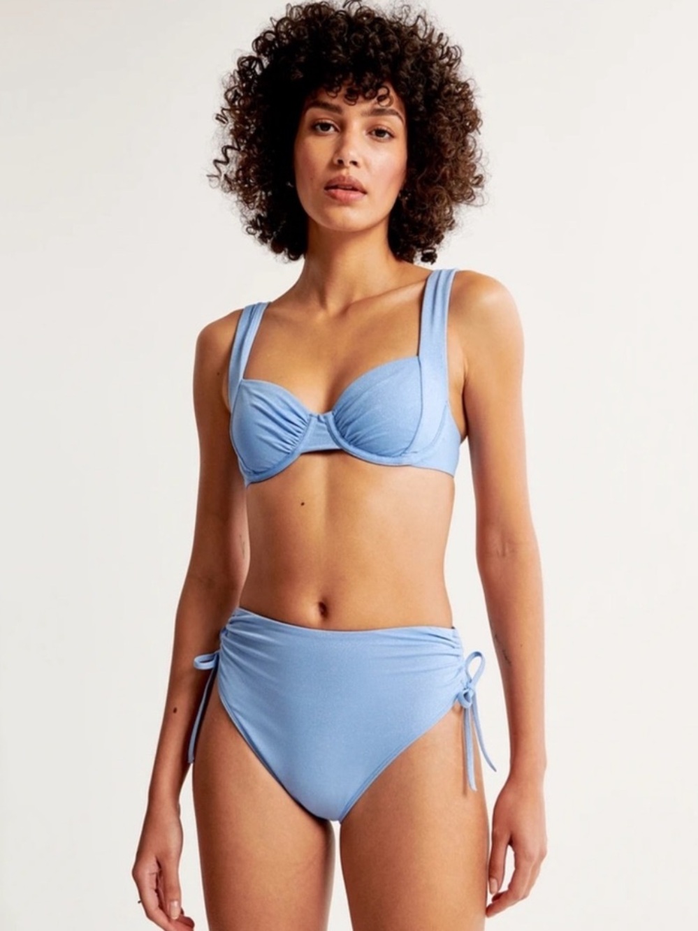 Abercrombie Curve Love Blue Shimmer Underwire Bikini Set Size Large